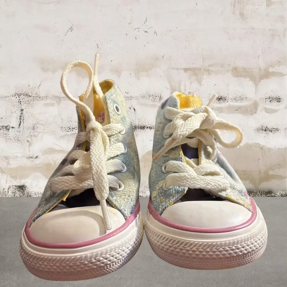 Converse Party Hi Moody Purple/Denim HiTop Sneakers Paint Splatter Tulle SZ 5